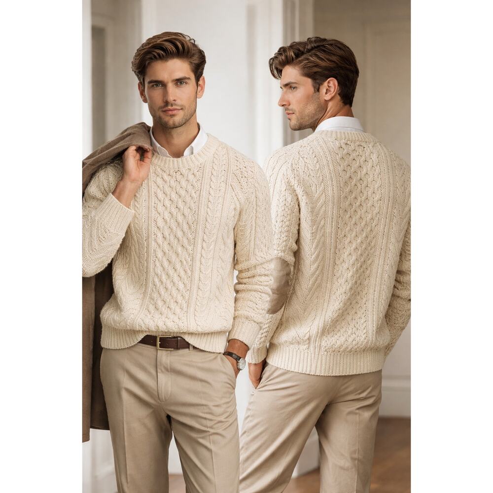 Irish Pure Wool Aran Cable Knit Sweater | Made in Ireland | Old Money Style